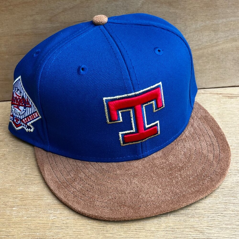 MITCHELL & NESS TEXAS RANGERS ARLINGTON STADIUM SUEDE BILL 7 3/8 FITTED HAT NEW